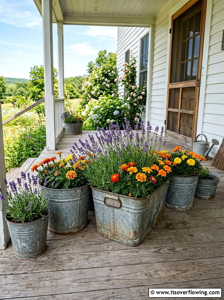 Galvanized Steel Planter - 25 garden ideas for rustic style