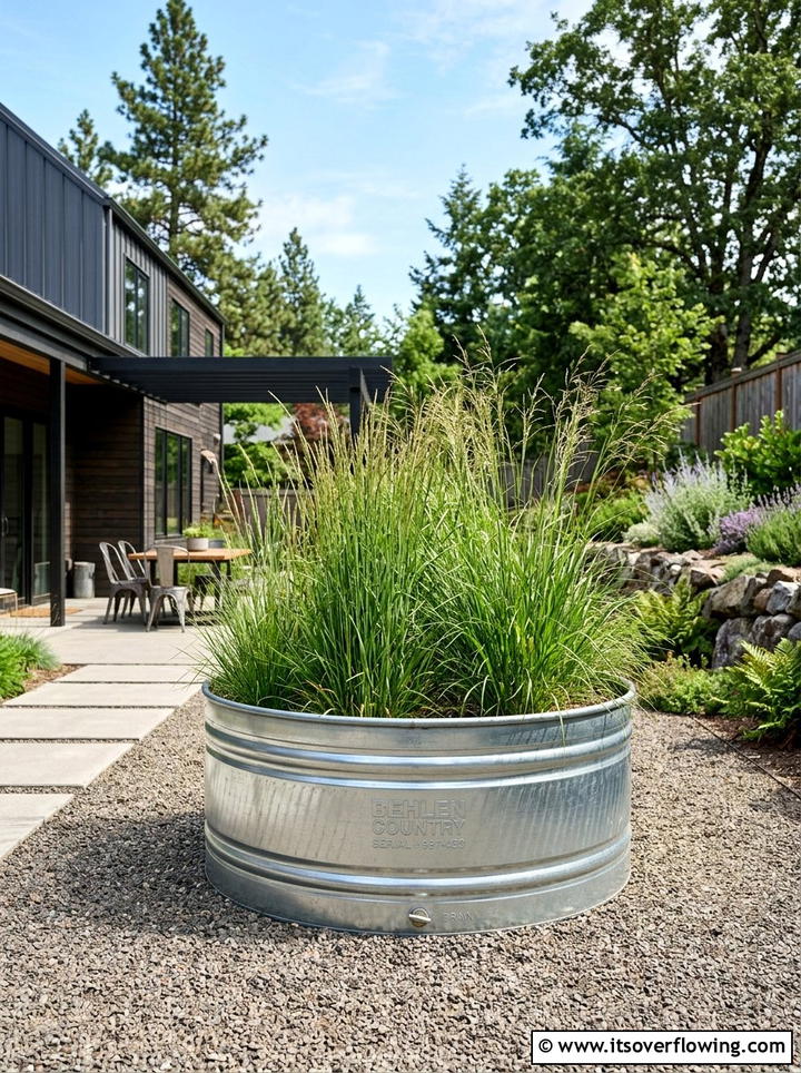 Galvanized Steel Stock Tank - 25 garden ideas with sustainable materials