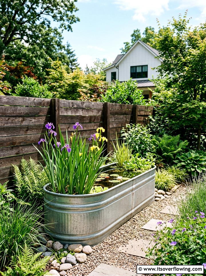 Galvanized Steel Trough Pond - 25 small garden ideas with water feature