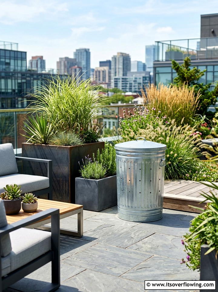 Galvanized Trash Can Composter - 25 upcycled garden ideas with compost bins