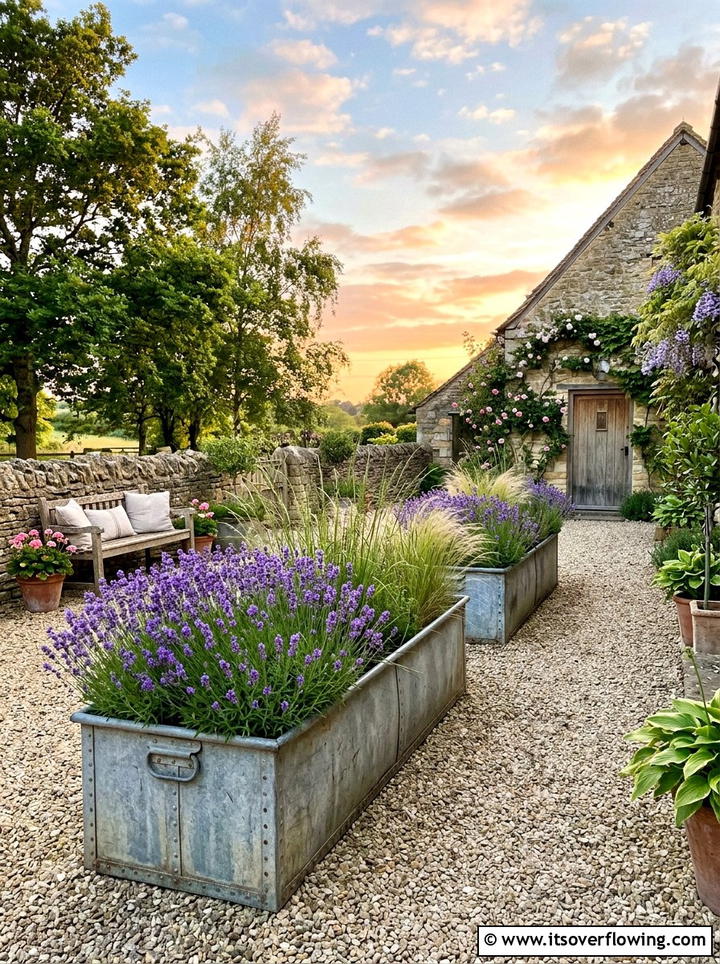 Galvanized Trough Garden - 25 backyard ideas with container garden