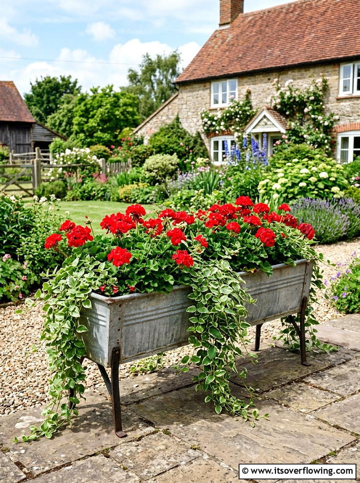 Galvanized Trough Planter - 25 front porch decor ideas with galvanized metal