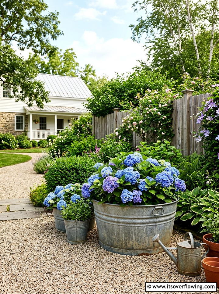 Galvanized Tub Garden - 25 backyard ideas with vintage planters
