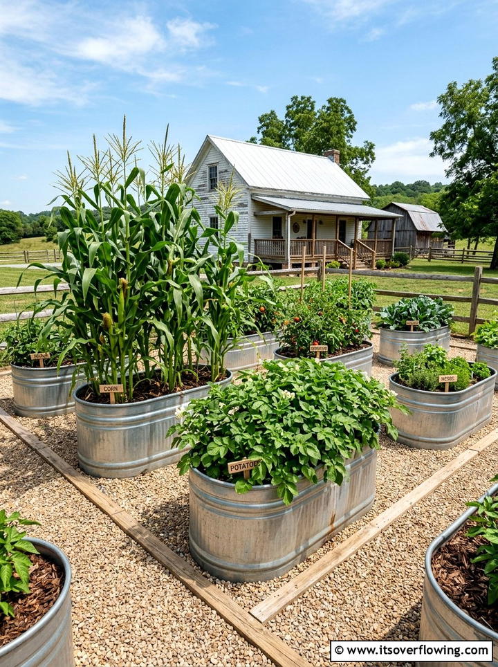 Galvanized Tub Garden - 25 small garden ideas with edible garden