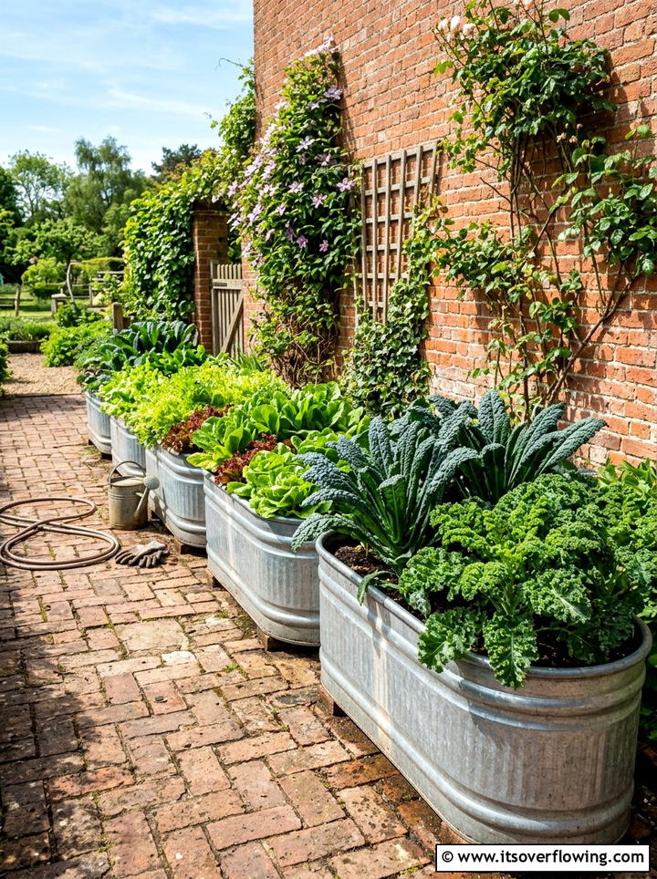 Galvanized Tub Garden Bed - 25 recycled garden ideas with recycled metal art