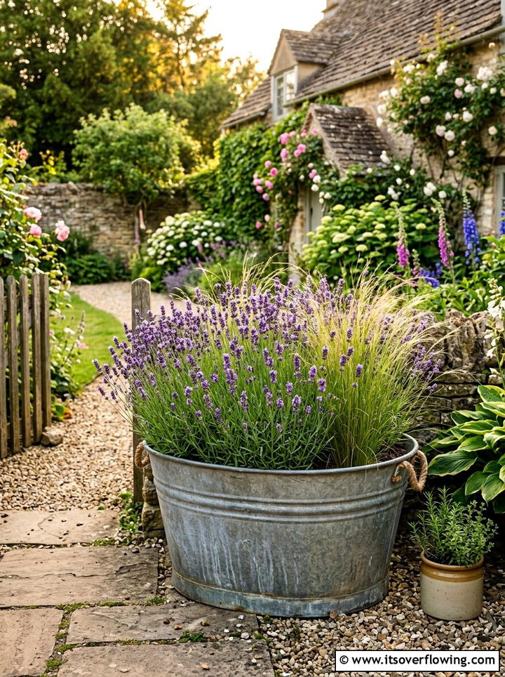 Galvanized Tub Garden Planter - 25 reusing old things ideas for patio