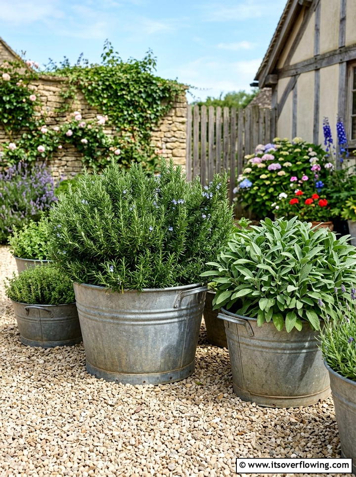 Galvanized Tub Herb Garden - 25 garden decor ideas with herb displays
