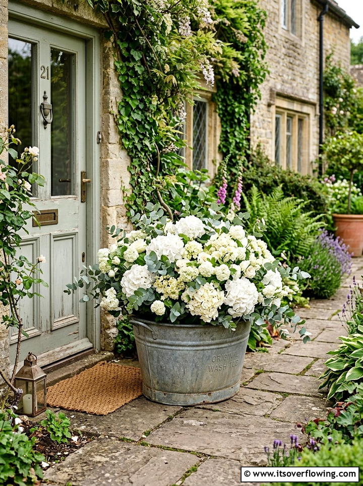 Galvanized Wash Tub - 25 front porch decor ideas with galvanized metal