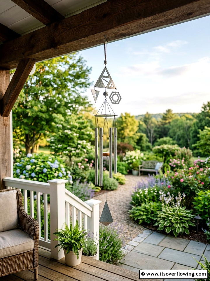 Galvanized Wind Chime - 25 front porch decor ideas with galvanized metal