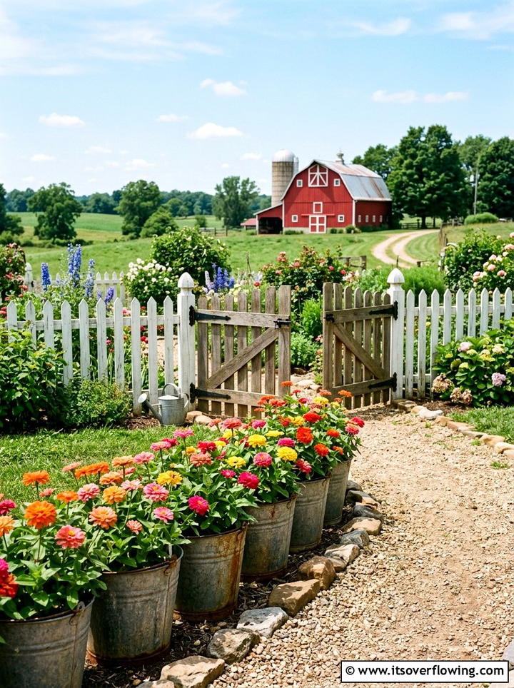 Galvanized bucket border - 25 reusing old things ideas for garden edging
