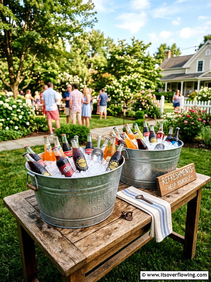 Galvanized bucket cooler - 25 garden decor ideas for outdoor parties