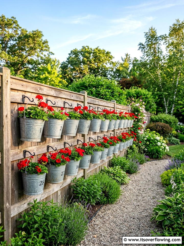 Galvanized bucket wall - 25 small garden ideas with wall planters