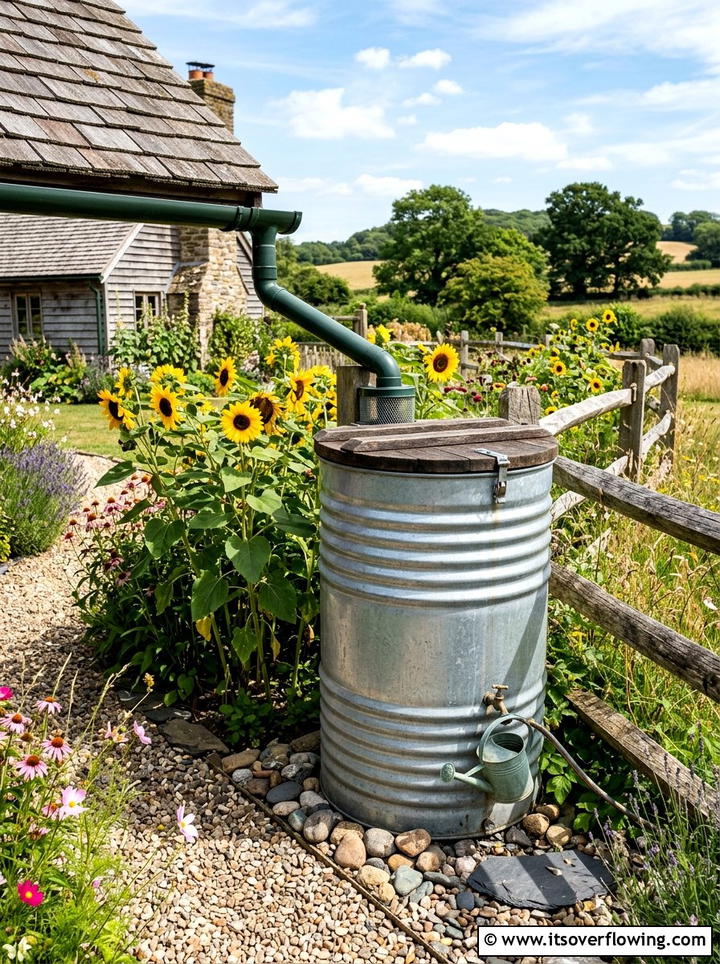 Galvanized metal rain barrel - 25 garden ideas with rain barrels