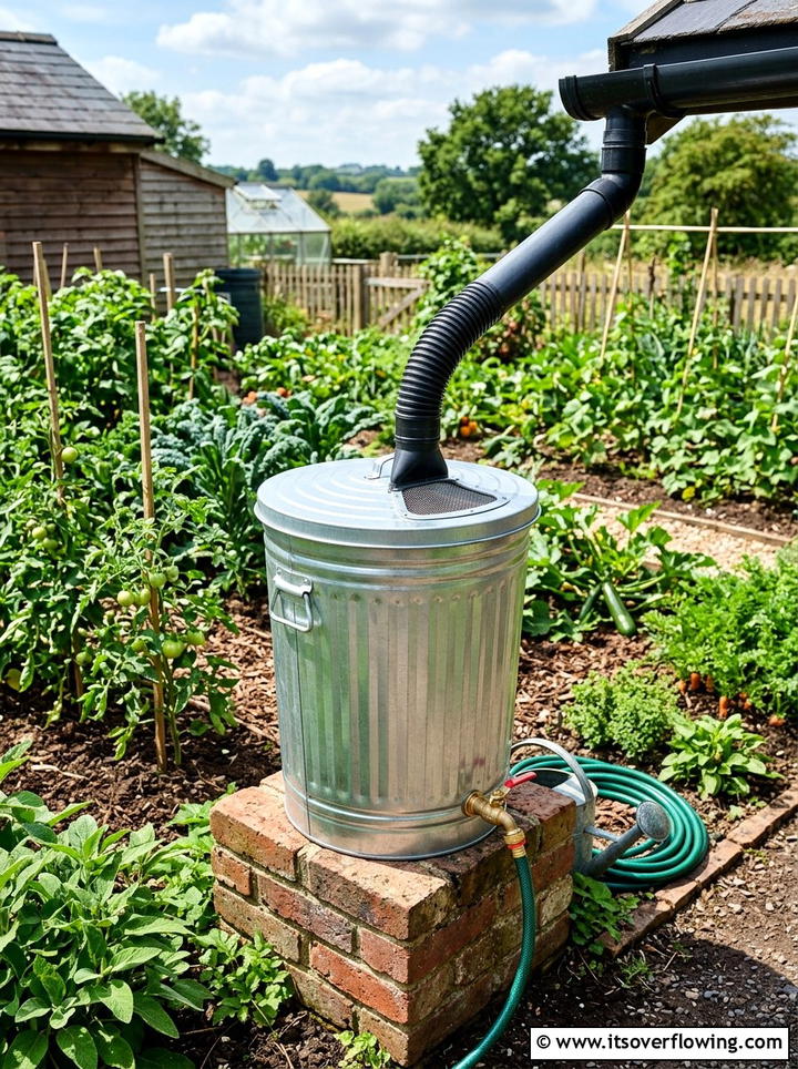 Galvanized trash can water storage - 25 recycled garden ideas with rainwater collection