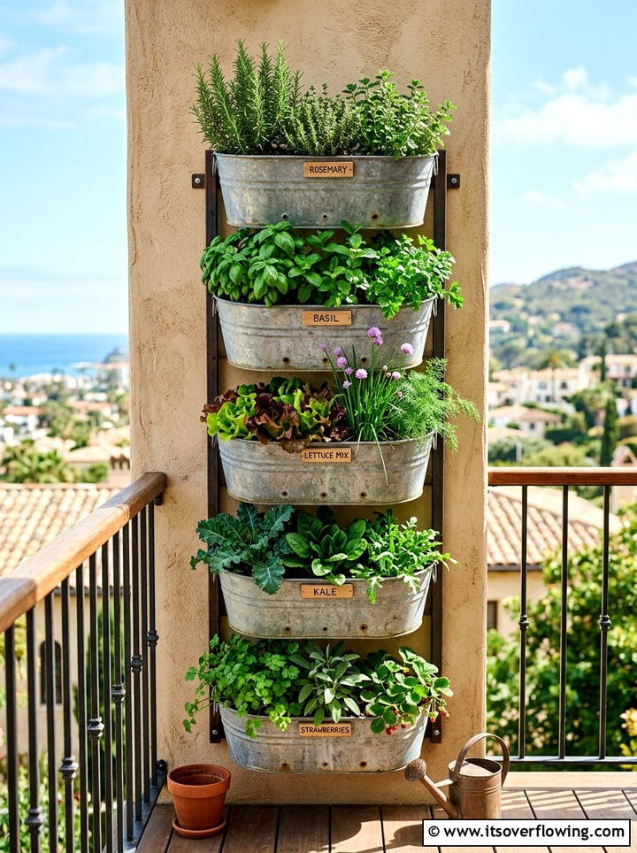 Galvanized tub vertical garden - 25 upcycled garden ideas with old tubs