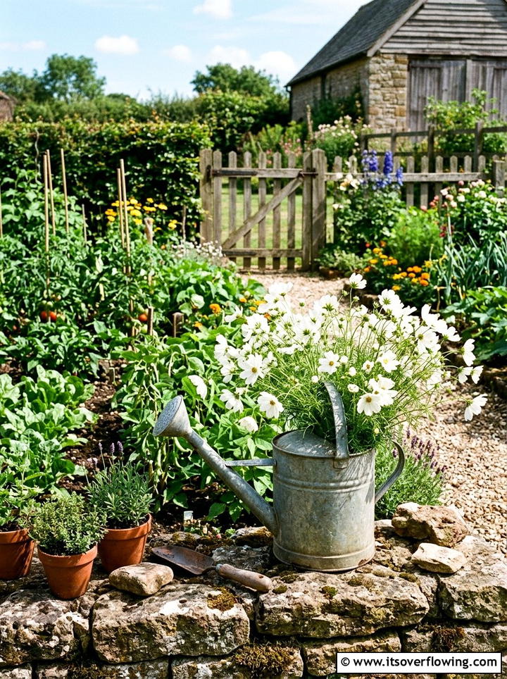 Galvanized watering can planter - 25 upcycled garden ideas with farmhouse style