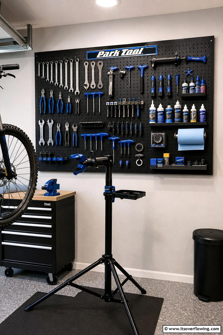 Garage Bike Tool Station - 30 Pegboard Ideas to Organize Your Home Efficiently
