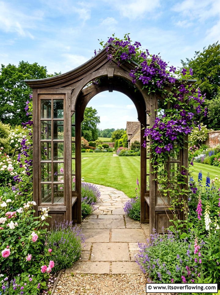 Garden Arbor With Windows - 25 backyard decorating ideas with old window decor