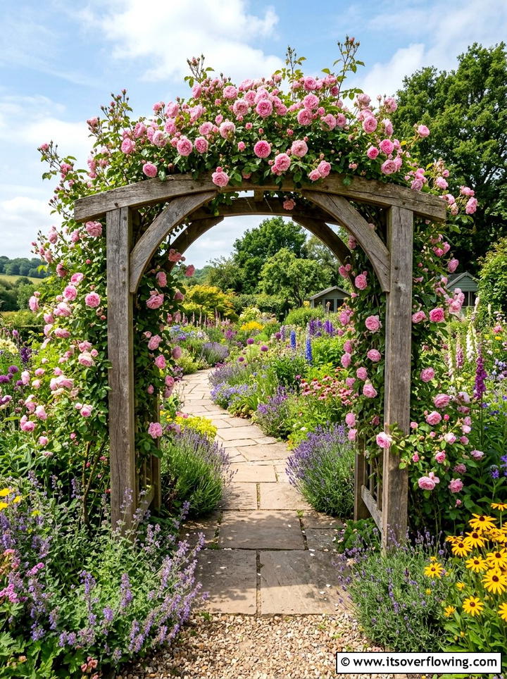 Garden Arch With Climbing Roses - 25 garden decor ideas for pollinator gardens