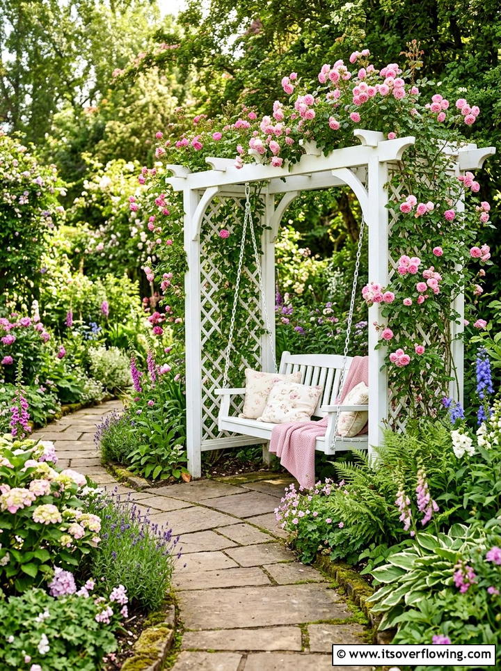 Garden Arched Arbor Swing - 25 backyard ideas with swings