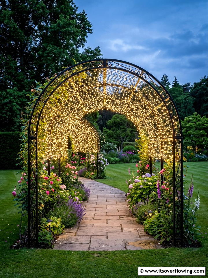 Garden Archway Tunnel - 25 garden decor ideas with holiday lights