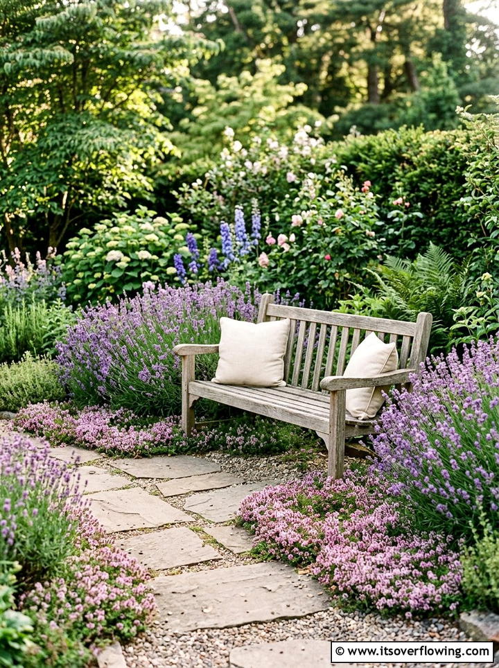 Garden Bench Herb Surround - 25 garden design ideas with herbs and flowers