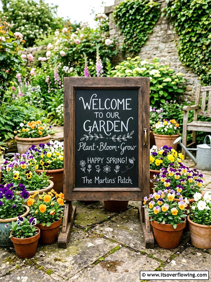 Garden Chalkboard Panel - 25 upcycled garden ideas with cabinet doors