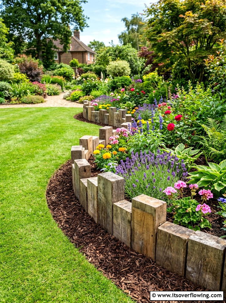 Garden Edging From Scrap Timber - 25 recycled garden ideas with wood scraps