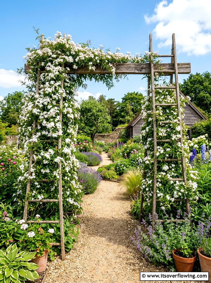 Garden Entryway Ladder Arch - 25 garden ideas with old ladders