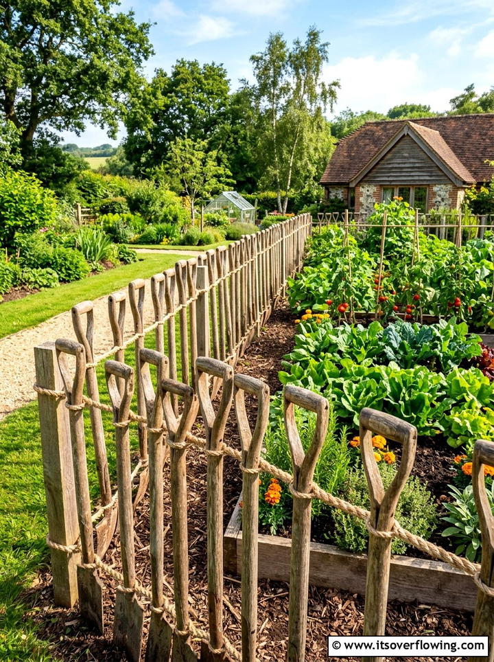 Garden Fork Gate Handle - 25 recycled garden ideas with old tools
