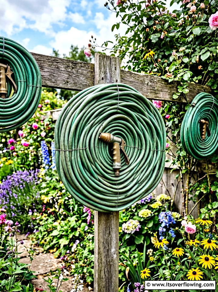Garden Hose Flower - 25 reusing old things ideas for fence decor