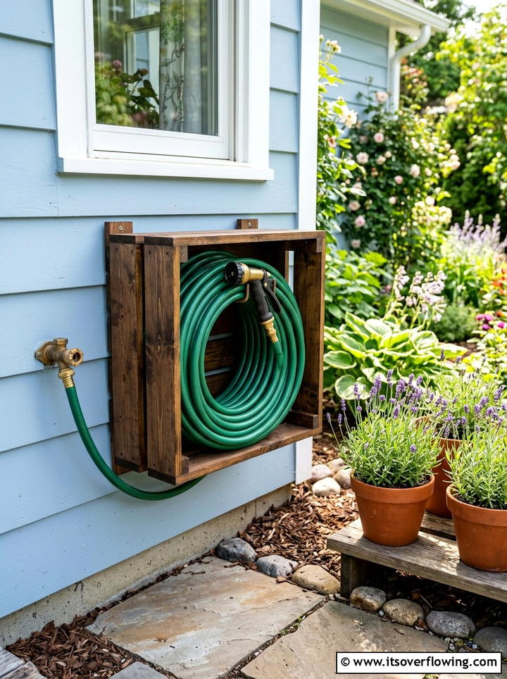 Garden Hose Storage - 25 upcycled garden ideas with old crates