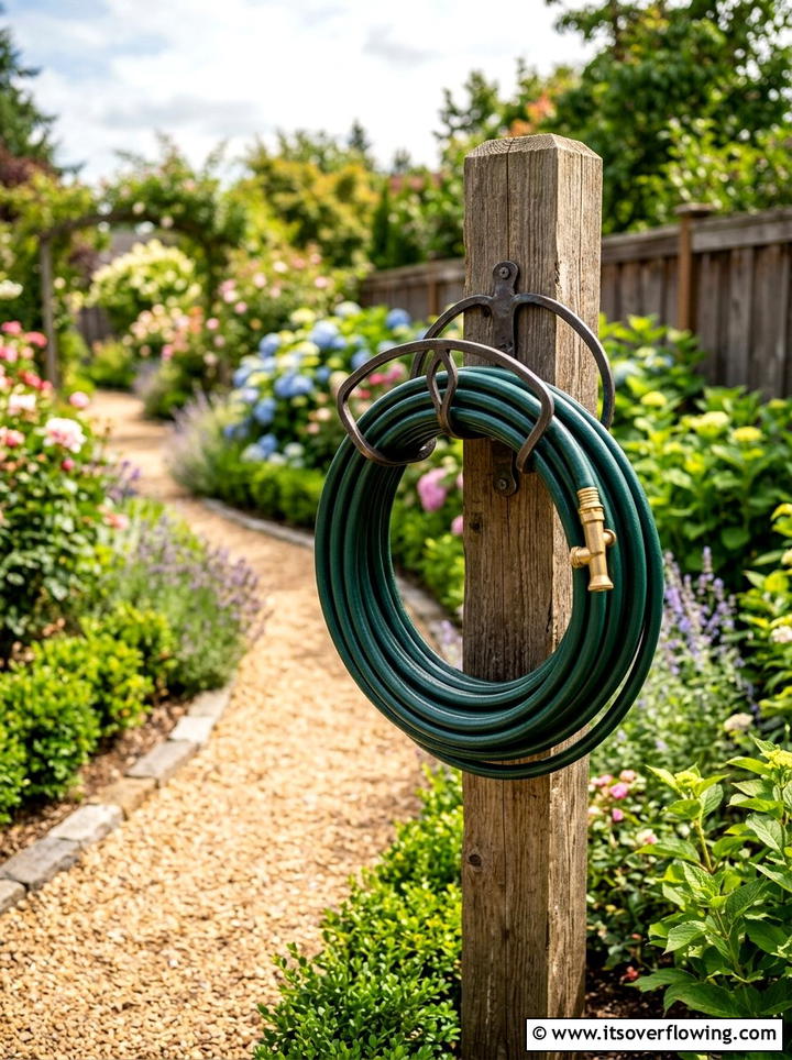 Garden Hose holder - 25 upcycled garden ideas with old fence boards