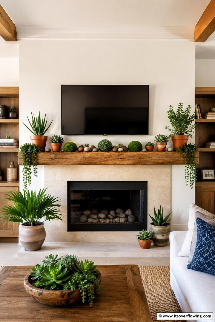 Garden Inspired Mantel - 30 Spring Mantel Decor Ideas for Fresh Seasonal Style