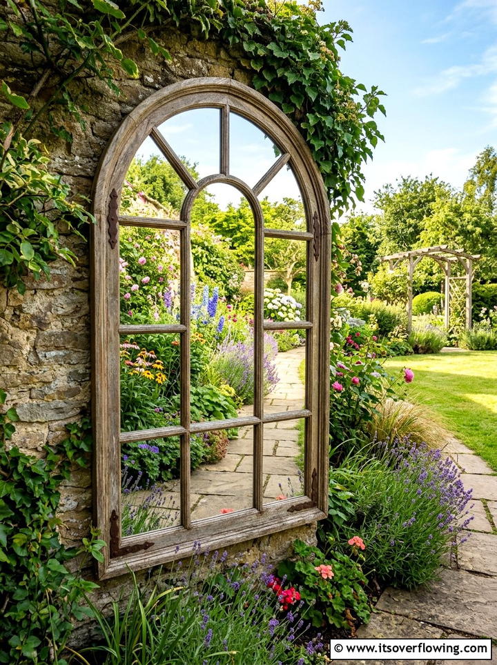 Garden Mirror - 25 garden ideas with wall decor