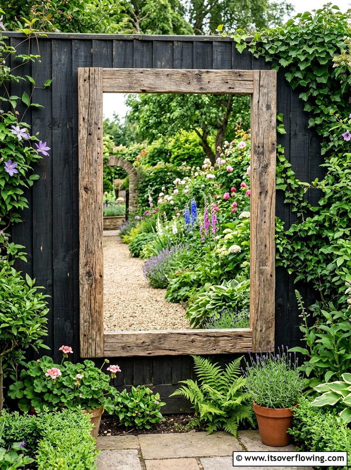 Garden Mirror Frame - 25 garden decor ideas with pallet projects