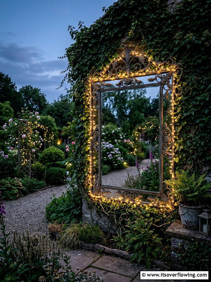 Garden Mirror Lights - 25 cheap garden ideas with string lights