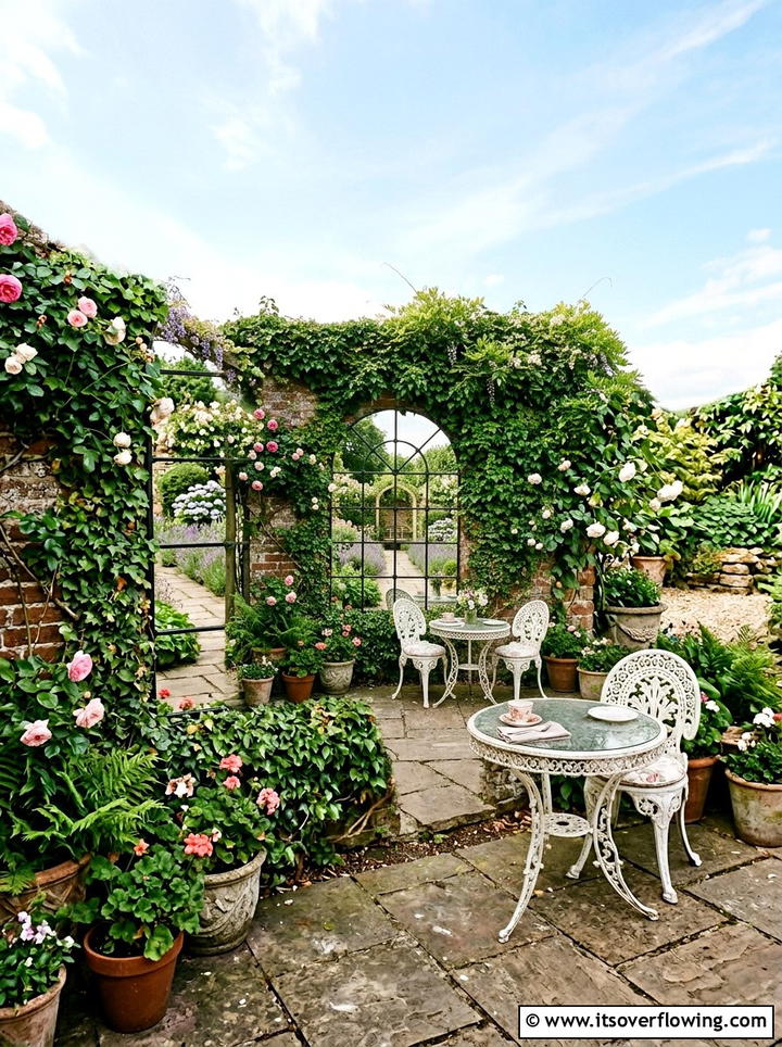 Garden Mirror With Bistro Table - 25 small garden ideas with cozy seating