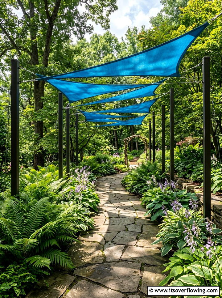Garden Path Shade Cover - 25 backyard ideas with shade sail