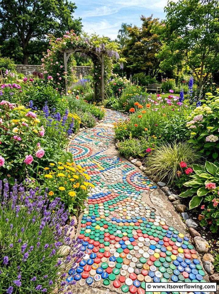 Garden Path Walkway - 25 recycled garden ideas with plastic bottles