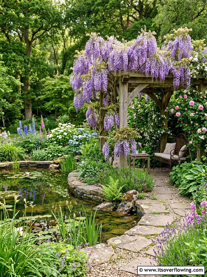 Garden Pool With Climbing Plant Pergola - 25 backyard ideas with pool and pergola
