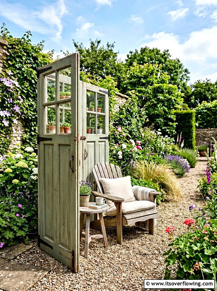 Garden Privacy Divider - 25 upcycled garden ideas with cabinet doors