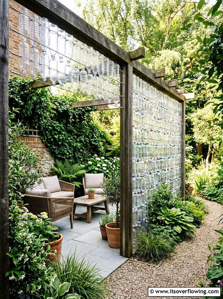 Garden Privacy Screen - 25 recycled garden ideas with plastic bottles