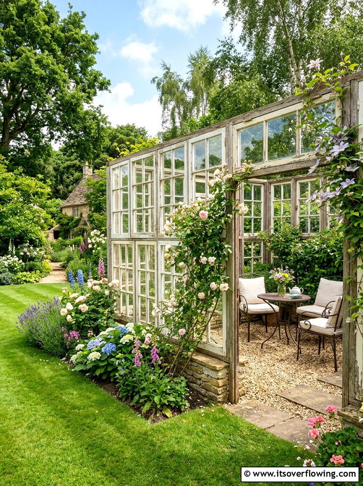 Garden Room Partition - 25 upcycled garden ideas with old windows