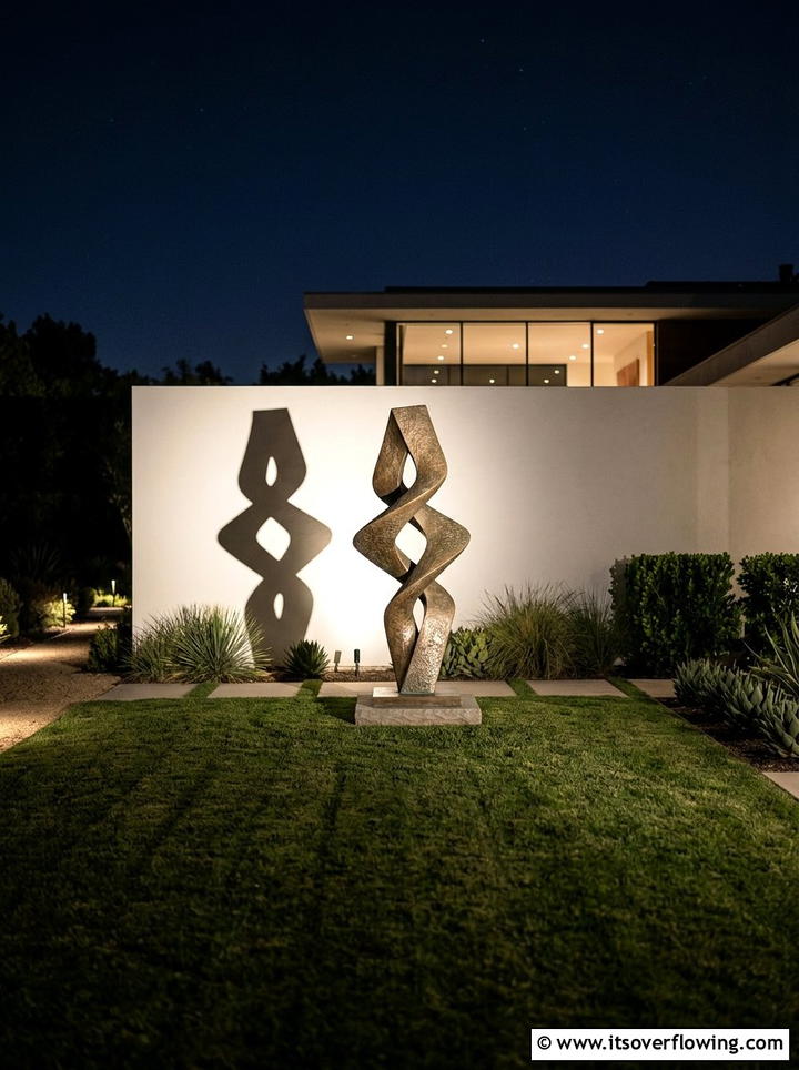 Garden Sculpture Spotlighting - 25 garden design ideas with lighting plans
