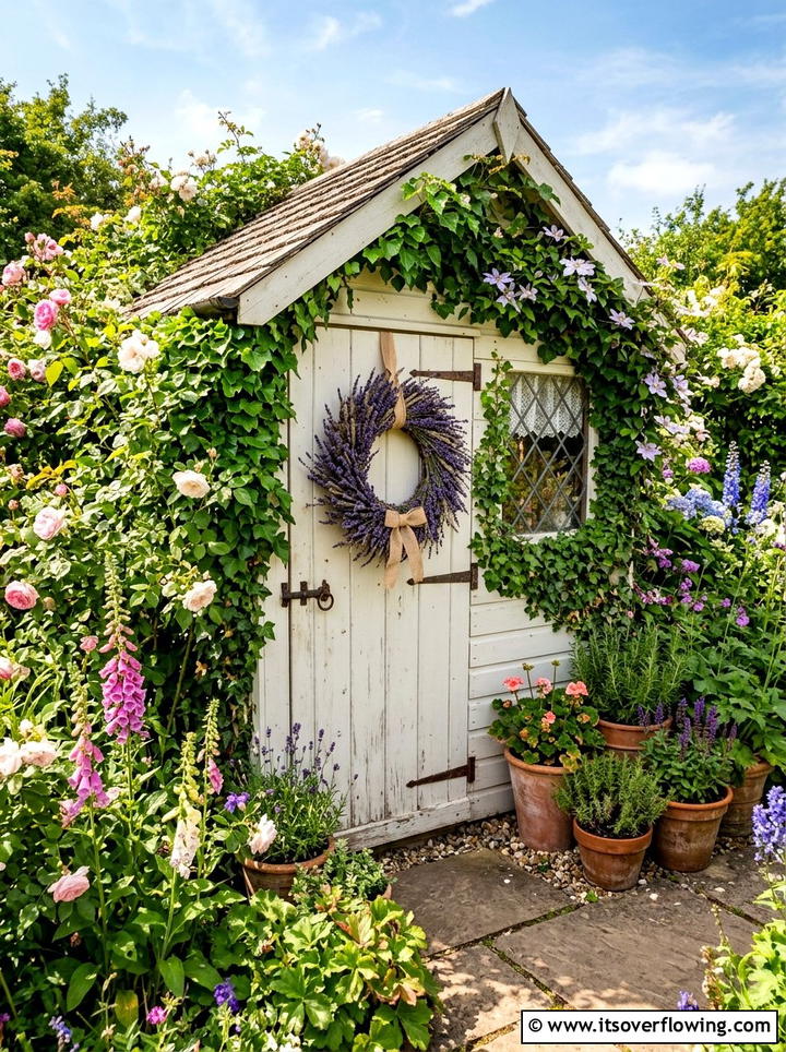 Garden Shed Wreath - 25 garden decor ideas with seasonal wreaths