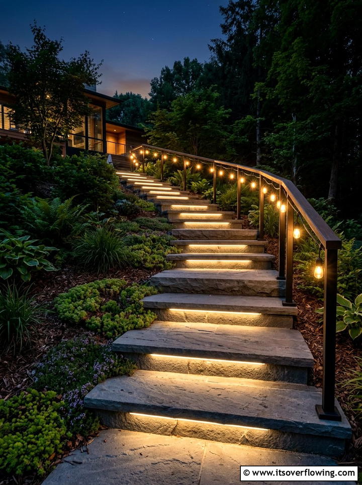Garden Step Lights - 25 cheap garden ideas with string lights