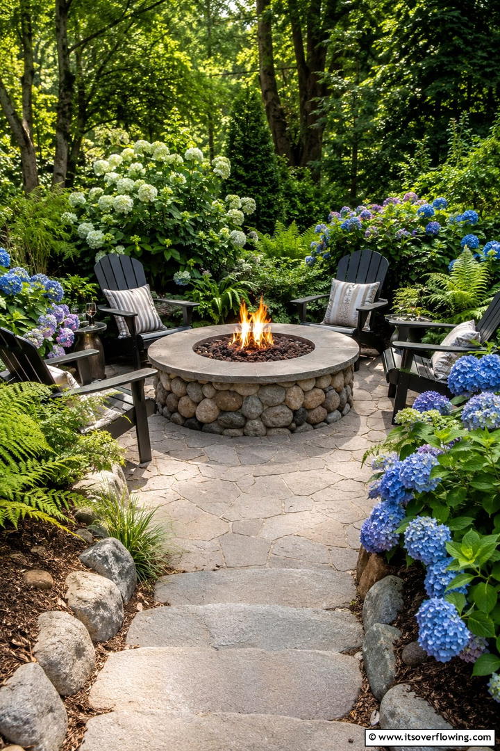 Garden Stone Fire Pit Retreat - 30 Elegant Stone Fire Pit Ideas for Backyard Entertaining