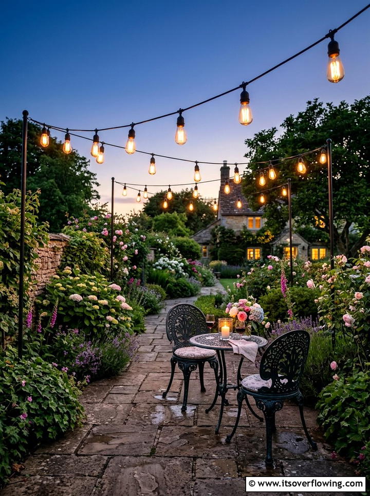 Garden String Lights - 25 garden ideas for family gatherings