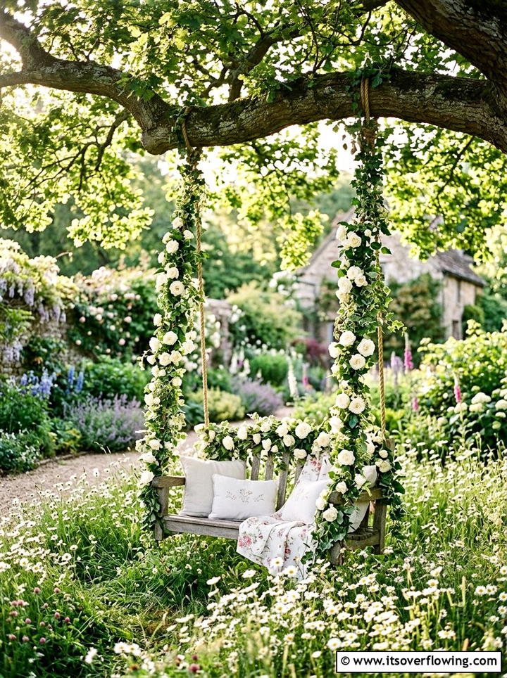 Garden Swing With Flowers - 25 garden decor ideas for birthdays